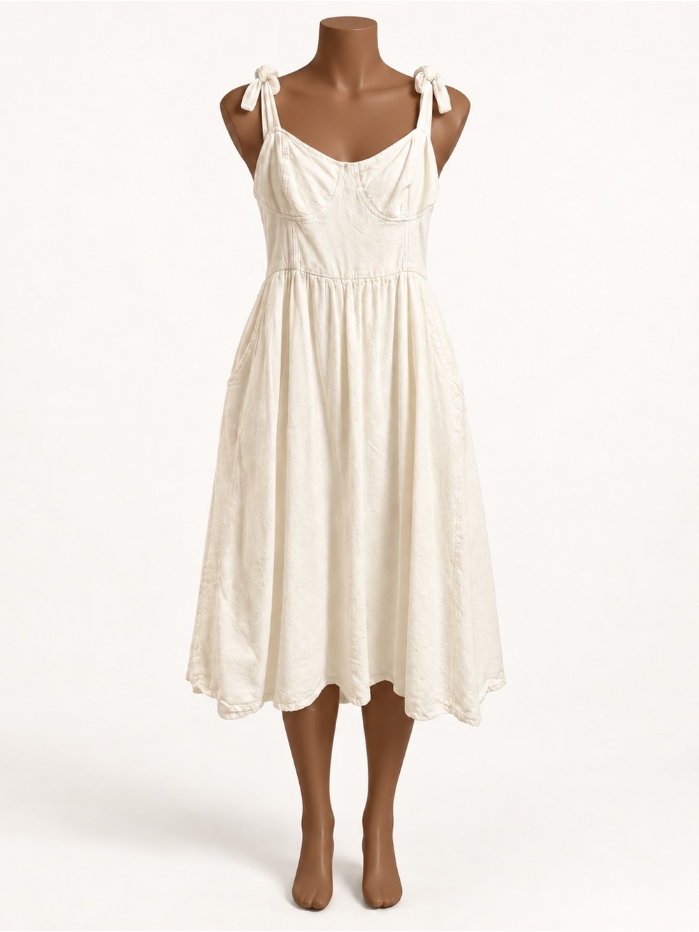 LC Lauren Conrad Cream Tie-Shoulder Midi Dress